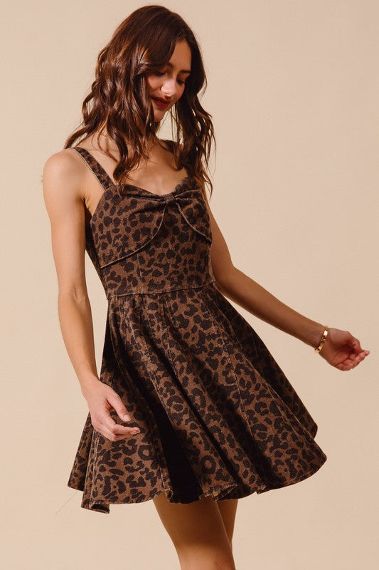 SO ME Women's Dresses Mineral Washed Bow Ribbon Detail Flare Dress