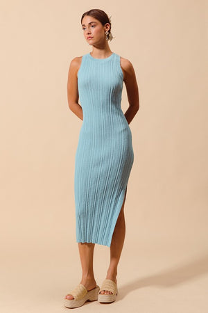 SO ME Women's Dresses Variegated Stretchy Rib Fitted Summer Midi Dress