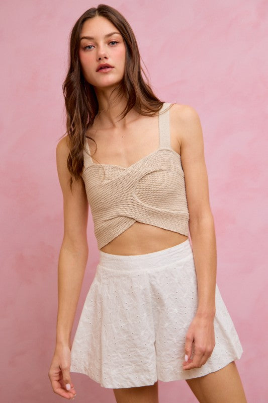 SO ME Women's Shorts Embroidered Eyelet Wide Leg Shorts