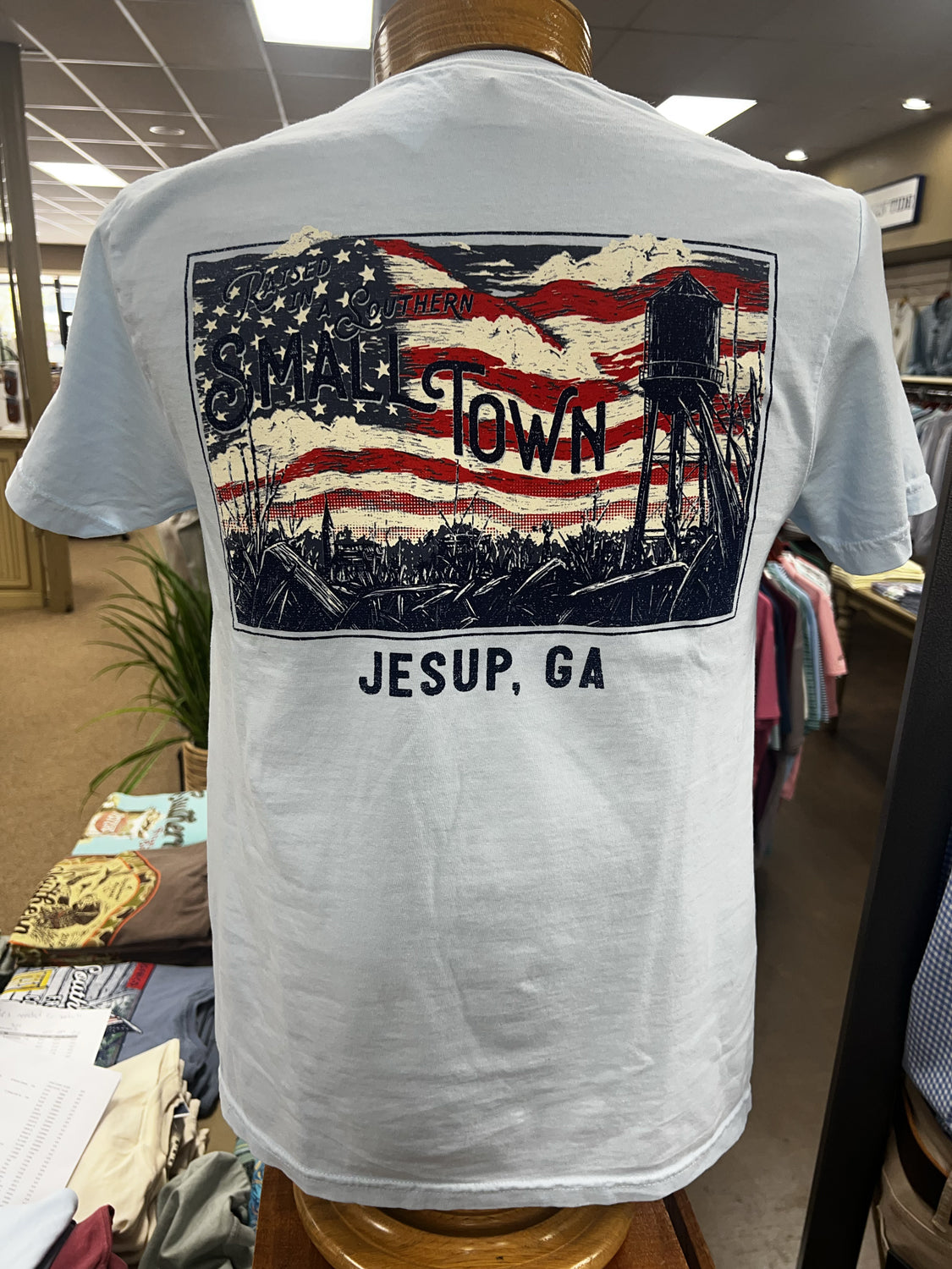 SOUTHERN FRIED COTTON Men's Tees BAY / S Raised in a Small Town Jesup SS Tee || David's Clothing ND970B