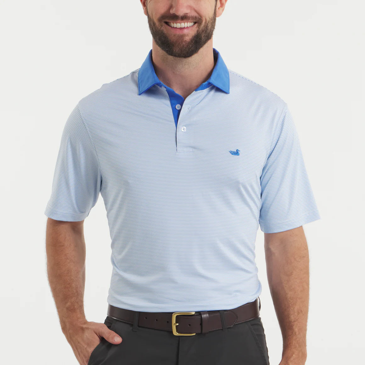 SOUTHERN MARSH COLLECTION Men's Polo Southern Marsh Bermuda Performance Polo - Hampton Stripe
