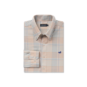 SOUTHERN MARSH COLLECTION Men's Sport Shirt BURNT TAUPE/SAGE / S Southern Marsh Edgefield Windowpane Dress Shirt || David's Clothing VEGPBTSG