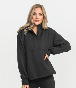 SOUTHERN SHIRT CO. Women's Pullovers RAVEN / XS Southern Shirt Around The Block Quarter Zip || David's Clothing 2V025-1312