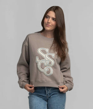 SOUTHERN SHIRT CO. Women's Sweatshirt Southern Shirt Preppy Front Print Sweatshirt - Hazelnut