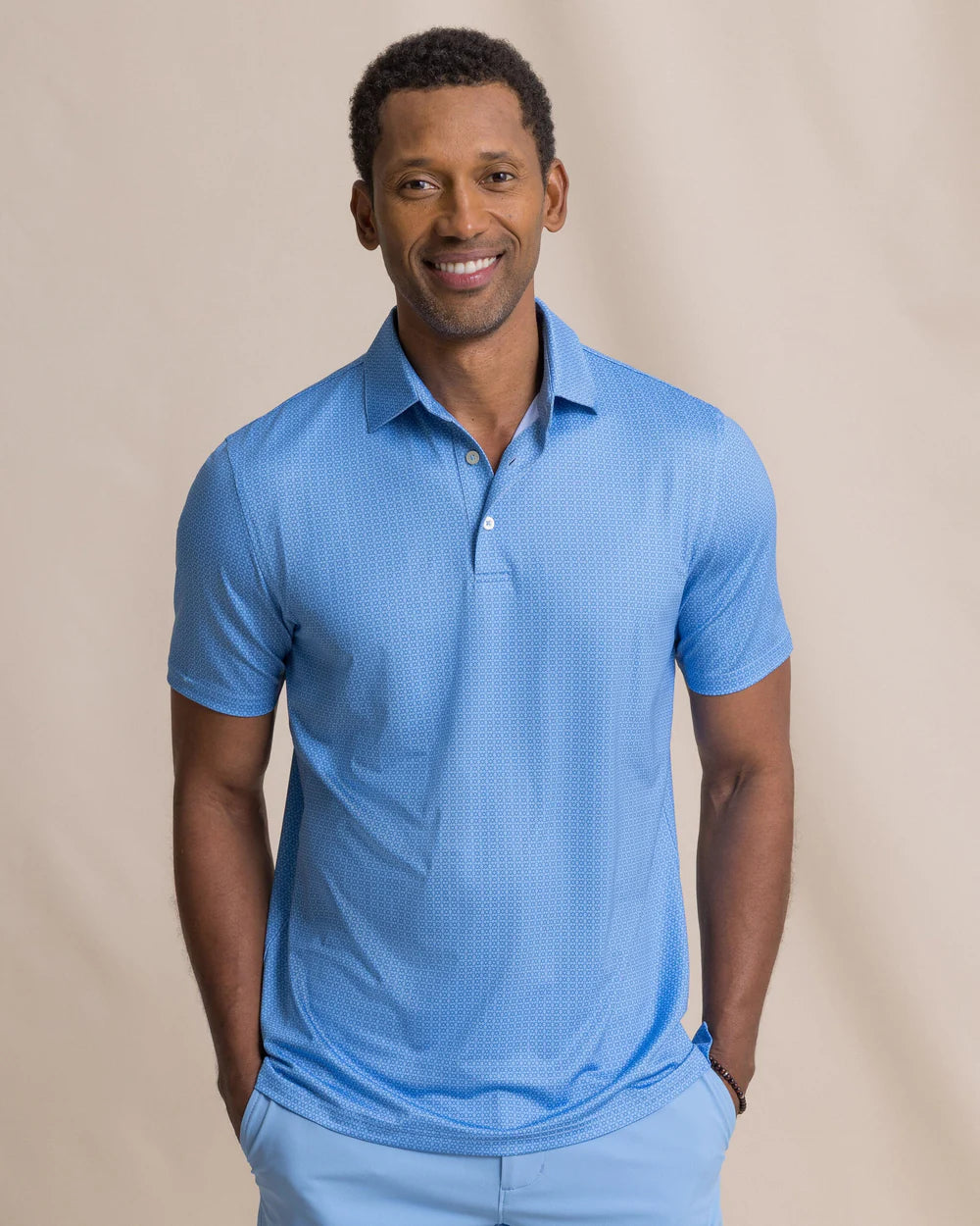 SOUTHERN TIDE Men's Polo BLUE STREAM / S Southern Tide Driver Seaside Geo Printed Polo 122431929