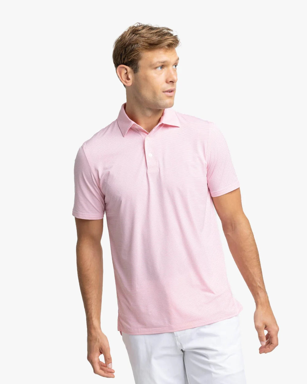 SOUTHERN TIDE Men's Polo GERANIUM PINK / M Southern Tide brrr°-eeze Meadowbrook Stripe Polo || David's Clothing 106172265