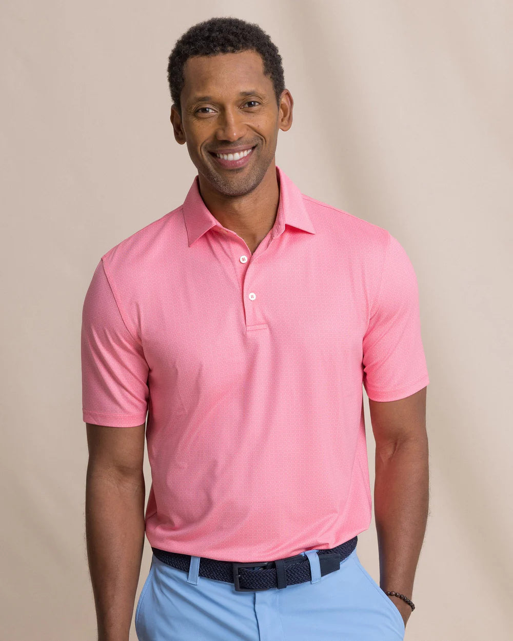SOUTHERN TIDE Men's Polo SEA PINK / S Southern Tide Driver Seaside Geo Printed Polo 122433036