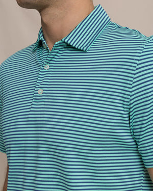 SOUTHERN TIDE Men's Polo Southern Tide Coastal Breeze Oceanfront Stripe Pique Performance Polo