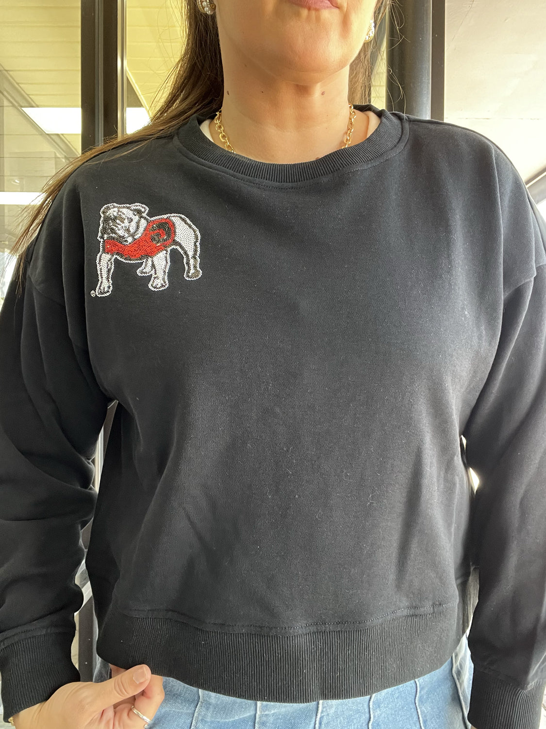 STEWART SIMMONS Women's Top Stewart Simmons Georgia The Sequin Boxy Sweatshirt