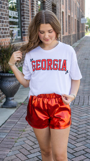 STEWART SIMMONS Women's Top The Georgia Varsity Grand Tee || David's Clothing
