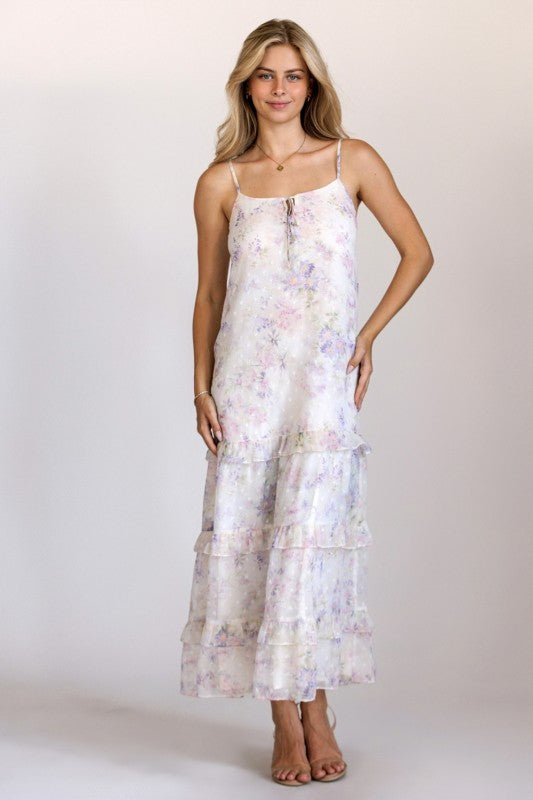 STORIA Women's Dresses Floral Tiered Ruffle Maxi Dress