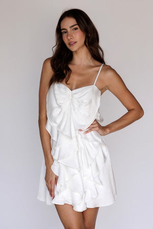 STORIA Women's Dresses Ruffled Mini Dress With Bow