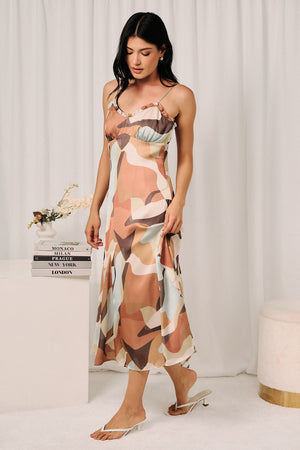SUNDAY EDITION Women's Dresses Sweetheart Neckline Ruffle Edge Godet Pleat Midi Dress