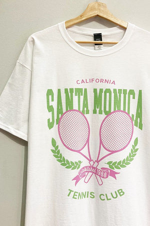 SWEET CLAIRE Women's Tee Santa Monica Tennis Neon Tee || David's Clothing
