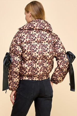 TCEC Women Jackets Animal Printed Bow Detail Puffer Jacket || David's Clothing