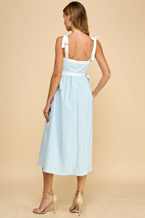 TCEC Women's Dresses Gingham Ruched Bust High Waist Midi Dress || David's Clothing