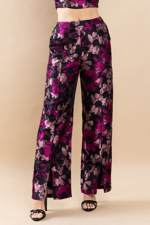 TCEC Women's Pants Full Length Floral Jacquard Pants || David's Clothing