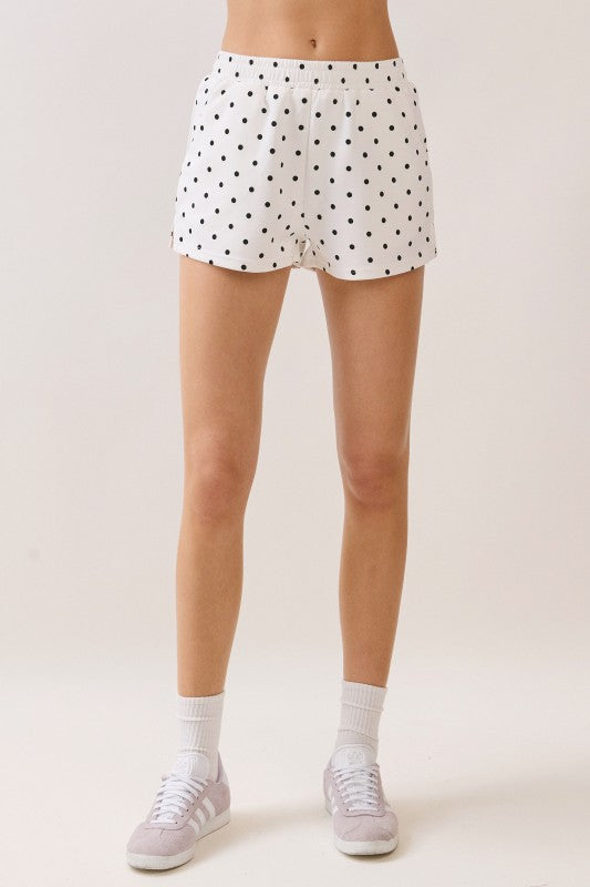 TCEC Women's Shorts Polka Dot Side Slits Elastic Waistband Short