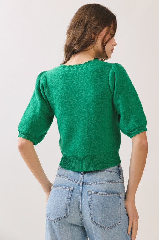 TCEC Women's Sweaters Button Front Closure Short Sleeve Knit Cardigan