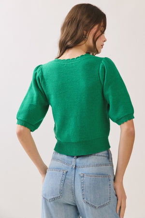 TCEC Women's Sweaters Button Front Closure Short Sleeve Knit Cardigan