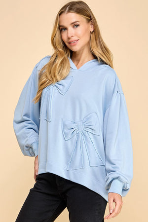 TCEC Women's Sweaters Oversized Hoodie with Accented Bows || David's Clothing