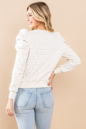 TCEC Women's Sweaters Quilted Puffed Shoulder Sweater || David's Clothing