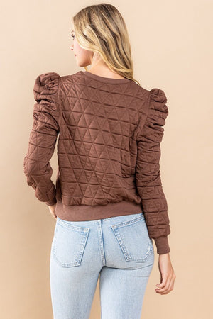TCEC Women's Sweaters Quilted Puffed Shoulder Sweater || David's Clothing