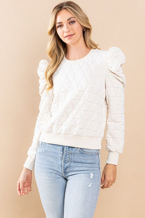TCEC Women's Sweaters Quilted Puffed Shoulder Sweater || David's Clothing