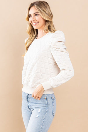 TCEC Women's Sweaters Quilted Puffed Shoulder Sweater || David's Clothing