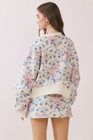 TCEC Women's Top Floral Print Oversized Sweatshirt Top