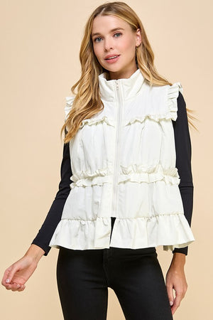 TCEC Women's Top Ruffle Trim Back Bow Detail Vest || David's Clothing