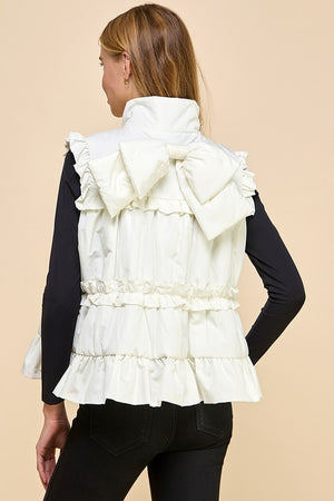 TCEC Women's Top Ruffle Trim Back Bow Detail Vest || David's Clothing