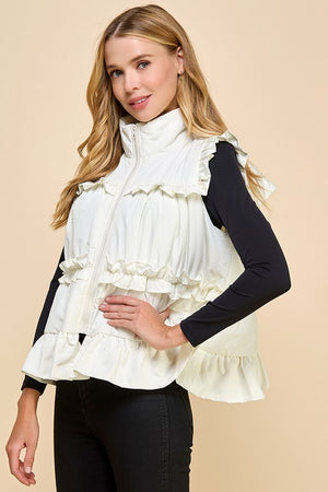 TCEC Women's Top Ruffle Trim Back Bow Detail Vest || David's Clothing