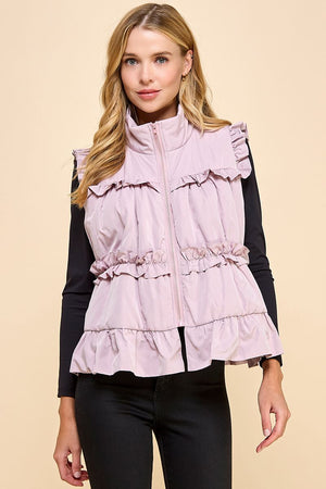 TCEC Women's Top Ruffle Trim Back Bow Detail Vest || David's Clothing