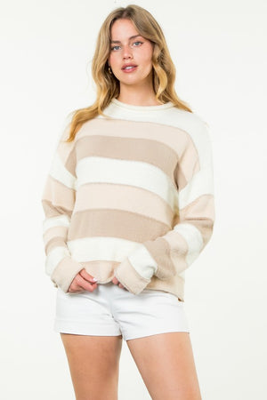 THML Women's Sweaters Striped Pattern Knit Sweater || David's Clothing