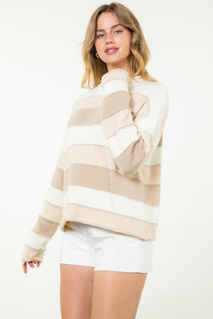 THML Women's Sweaters Striped Pattern Knit Sweater || David's Clothing