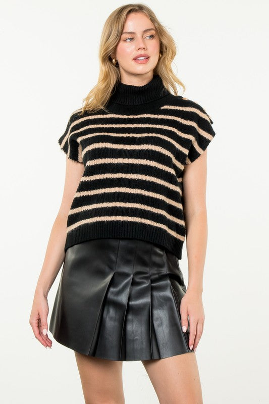 THML Women's Sweaters Turtleneck Stripe Vest || David's Clothing