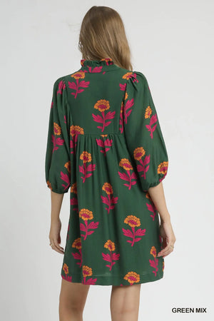 UMGEE USA Women's Dresses Floral Print Babydoll Tunic Dress