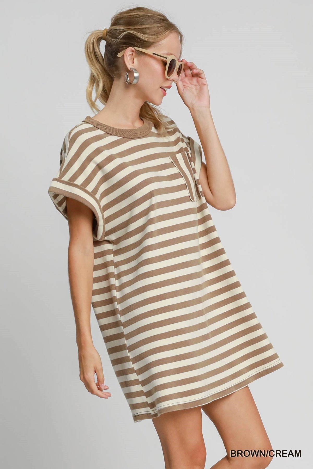 UMGEE USA Women's Dresses Striped Mineral Washed Dress || David's Clothing