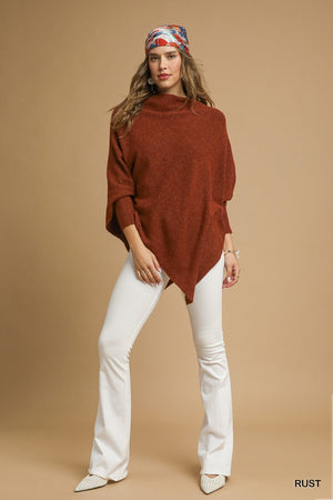 UMGEE USA Women's Sweaters Knit Asymmetrical Poncho Sweater || David's Clothing