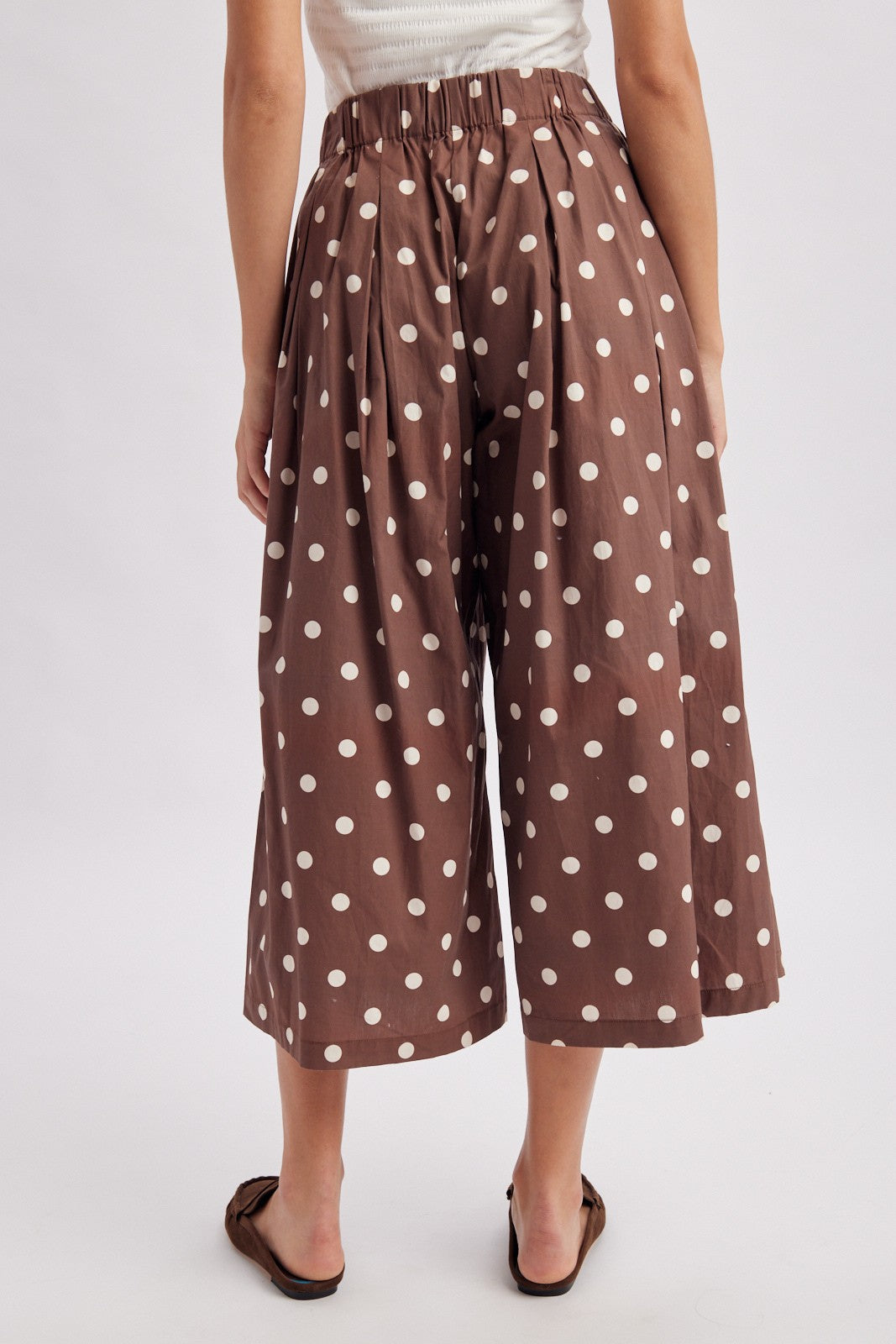 WISHLIST Women's Pants Polka Dot Wide Leg Cropped Culotte Pants