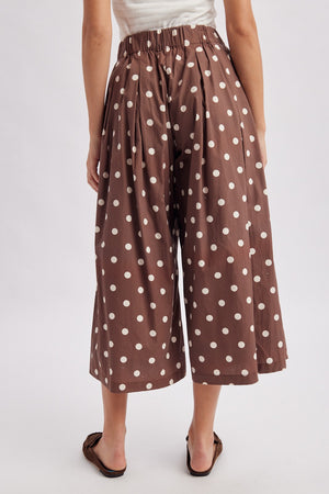 WISHLIST Women's Pants Polka Dot Wide Leg Cropped Culotte Pants