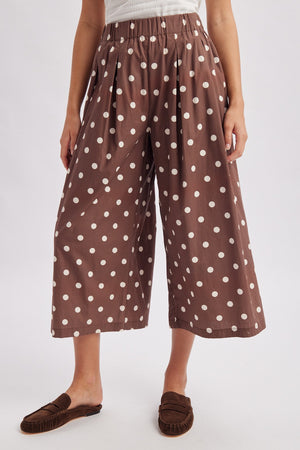 WISHLIST Women's Pants Polka Dot Wide Leg Cropped Culotte Pants