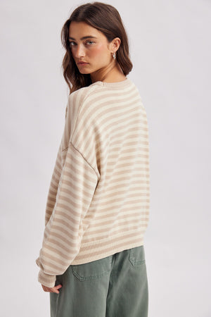 WISHLIST Women's Sweaters Striped Fish Coastal Graphic Sweater