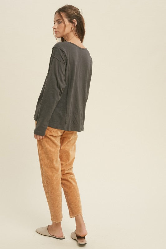 WISHLIST Women's Top Button-Up Cotton Slub Top || David's Clothing