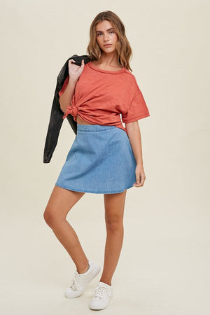 WISHLIST Women's Top Cotton Slub T-Shirt With Side Slit Detail || David's Clothing