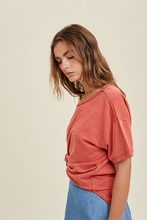 WISHLIST Women's Top Cotton Slub T-Shirt With Side Slit Detail || David's Clothing