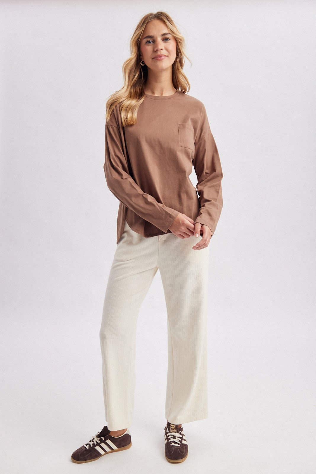 WISHLIST Women's Top Oversized Chest Pocket Long Sleeve Tee