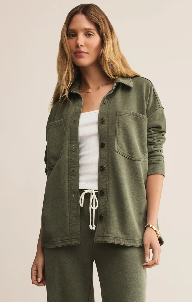 Z SUPPLY Women Jackets HUNTER GREEN / XS Z Supply All Day Knit Leopard Jacket || David's Clothing ZJ253257