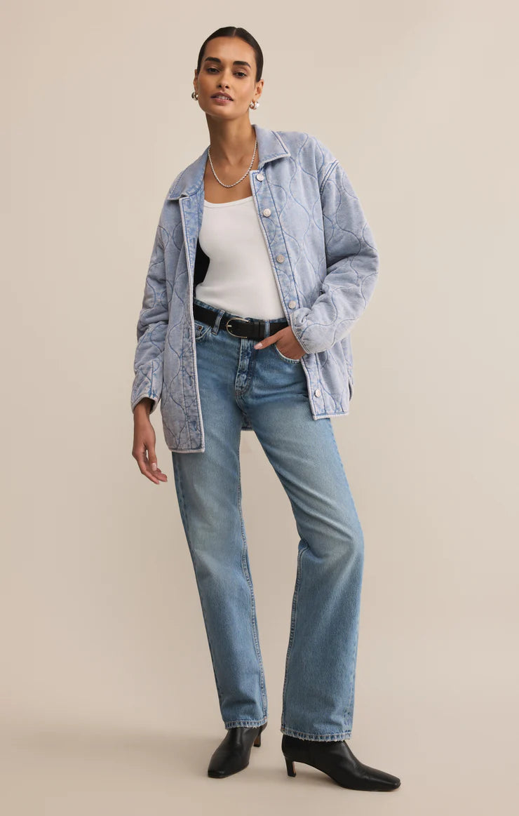 Z SUPPLY Women Jackets Z Supply Boulder Quilted Knit Denim Jacket